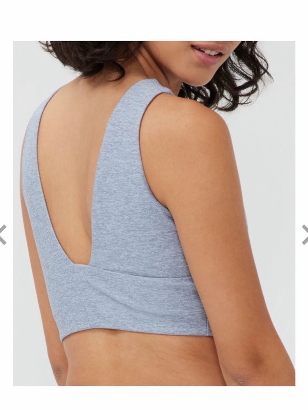 Outdoor Voices Venus Crop Top Sports Bra Blue Heather Size L Low Impact Gym - Picture 2 of 8
